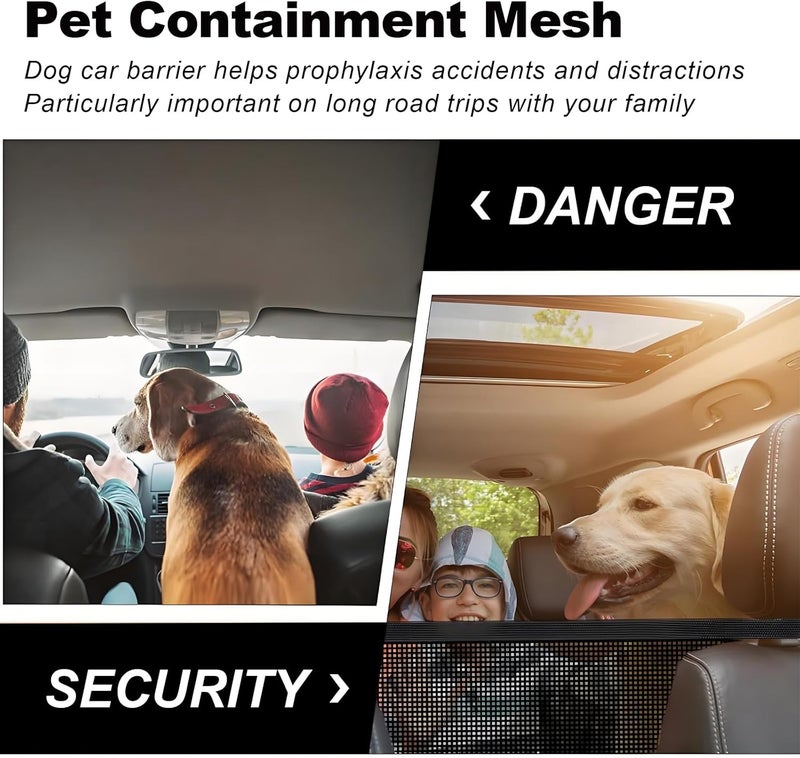 vvag Car Dog Barrier Net Universal Dog Barrier for Car with Adjustable Ropes and Hooks One-Piece Design Mesh for Most Cars, SUVs, Pickups, Trucks and Vans(45x24 Inches) - Image 4